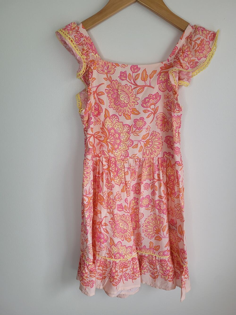 Haute Hippie Size 7 Smocked Paisley Bohemian Ruffle Girly Romper NWT